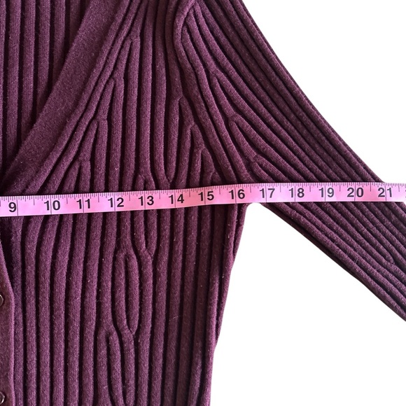 Paige Shirin Ribbed Button-Down Cardigan in Aubergine – Size L - Picture 6 of 7
